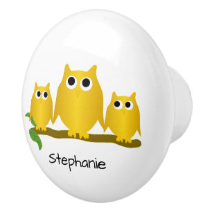 Gold Owl Design Personalised Ceramic Knob