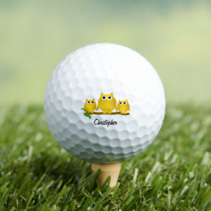 Gold Owl Design Personalised Golf Balls