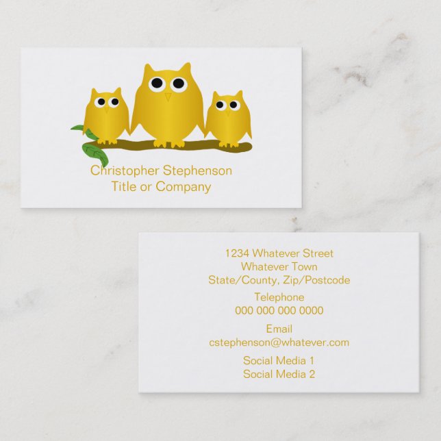 Gold Owls Design Business Card (Front/Back)