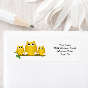 Gold Owls Design Return Address Label