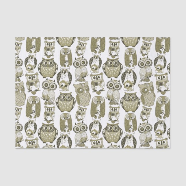 Gold Owls Tissue Paper (Front)