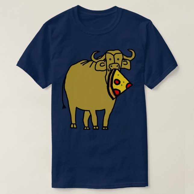 Gold Ox with Pepperoni Pizza Slice in Mouth T-Shirt (Design Front)