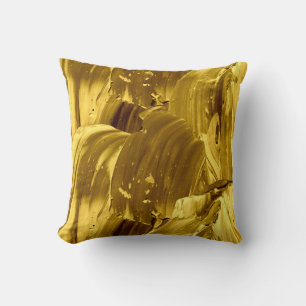 Gold paint abstract pillow