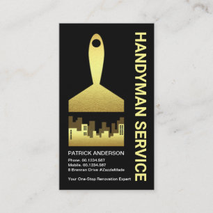 Gold Paint Brush City Silhouette Business Card