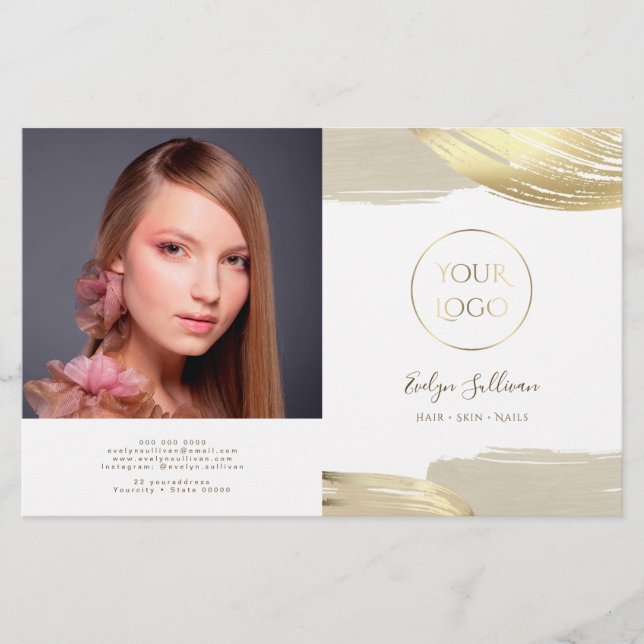 Gold Paint Brush Strokes Bifold Brochure (Front)