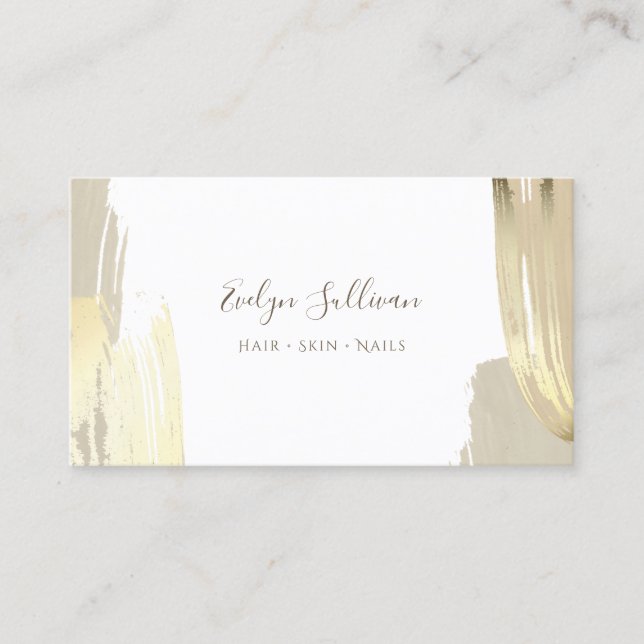 Gold paint brush strokes business card (Front)