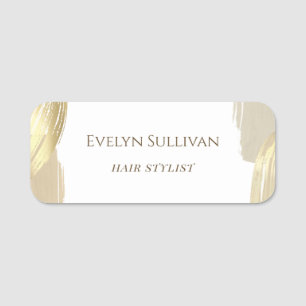 Gold Paint Brush Strokes Name Tag