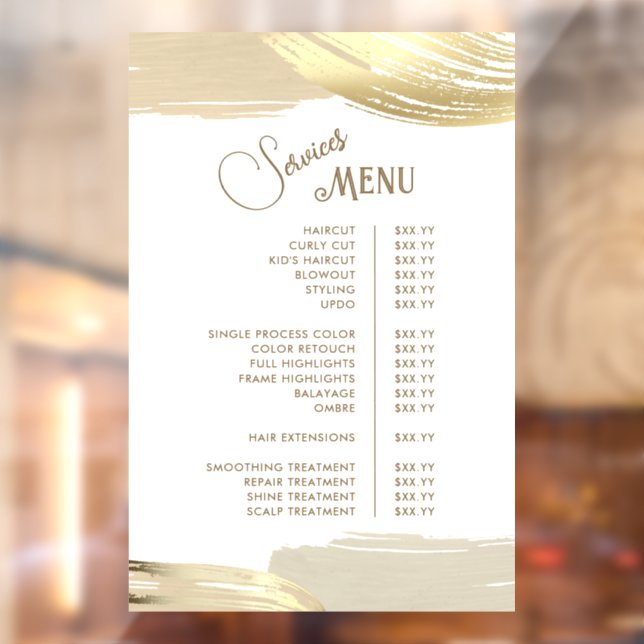 Gold Paint Brush Strokes Services Menu (Sheet 2)