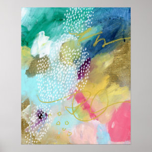 Gold paint dotted abstract poster