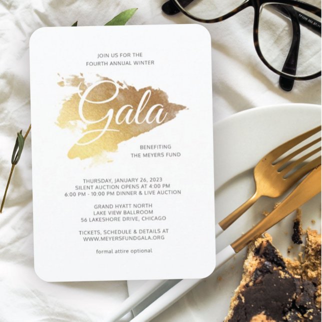 Gold Paint Modern Art Gala Invitation (Creator Uploaded)