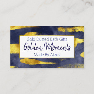 Gold Paint On Blue Handmade Bath Bomb Soak Soap Business Card