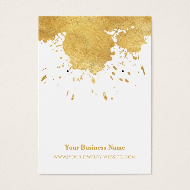 Gold Paint Splash Earring Display Card (Front)