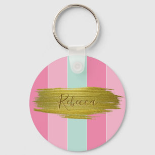 Gold Paint Stroke Colourful Stripes - Keychain