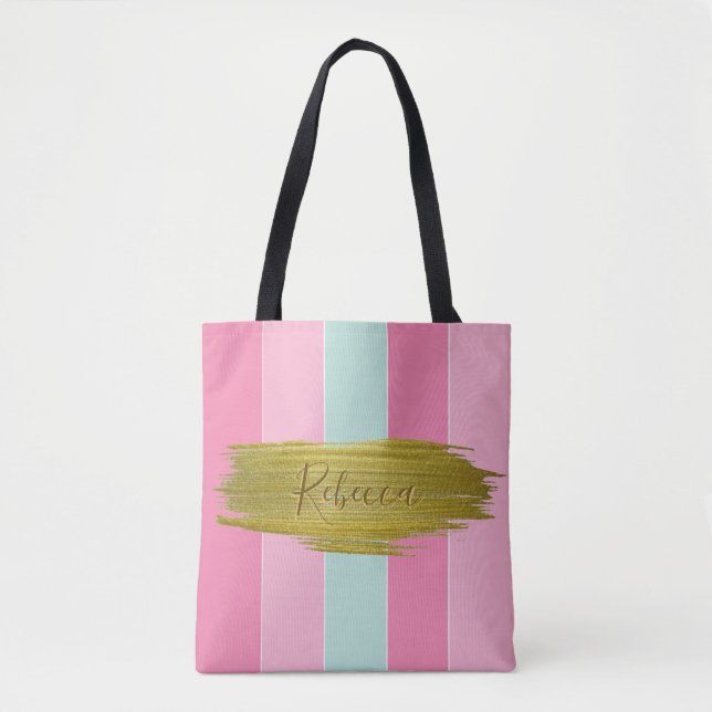 Gold Paint Stroke Colourful Stripes - Tote Bag (Front)