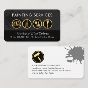 Gold Paint Tools On Grey Black Layer Business Card