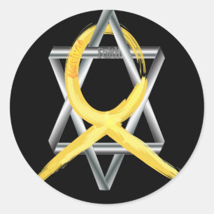 Gold "Painted" Childhood Cancer Ribbon Classic Round Sticker