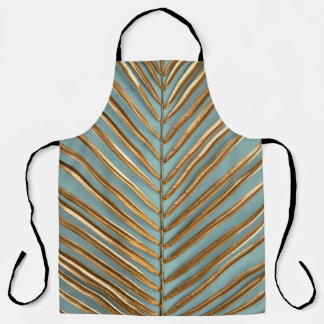 Gold Painted Tropical Palm Pattern Apron