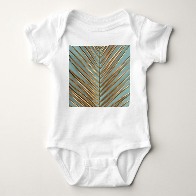 Gold Painted Tropical Palm Pattern Baby Bodysuit (Front)