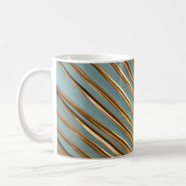 Gold Painted Tropical Palm Pattern Coffee Mug (Left)