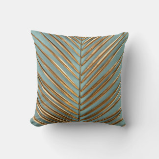 Gold Painted Tropical Palm Pattern Cushion