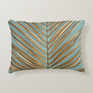 Gold Painted Tropical Palm Pattern Decorative Cushion