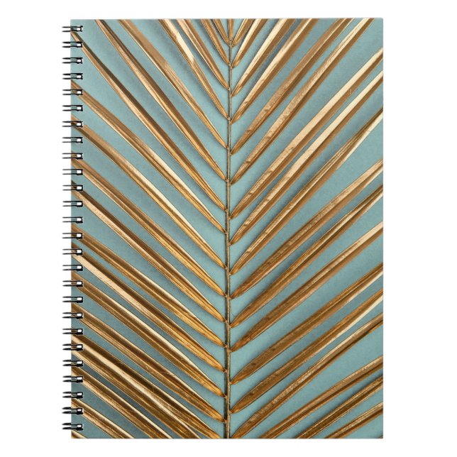 Gold Painted Tropical Palm Pattern Notebook (Front)