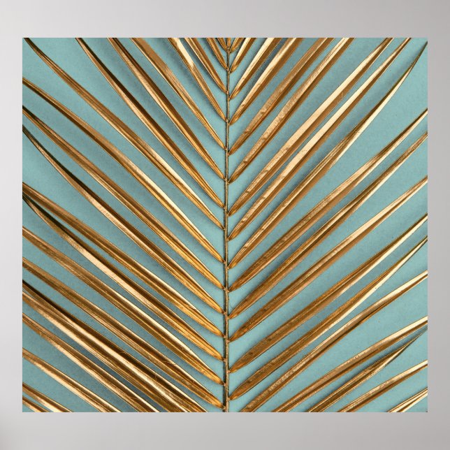 Gold Painted Tropical Palm Pattern Poster (Front)