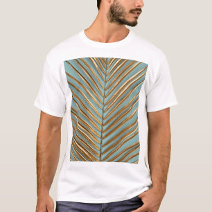 Gold Painted Tropical Palm Pattern T-Shirt