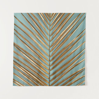 Gold Painted Tropical Palm Pattern Tapestry