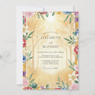 Gold Painted Wildflower Wedding Invitation