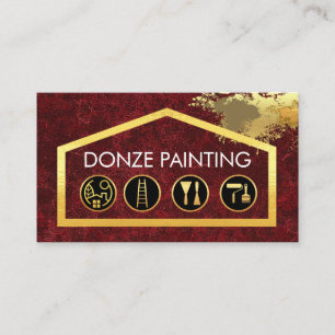 Gold Painting Tools On Building Frame Business Card