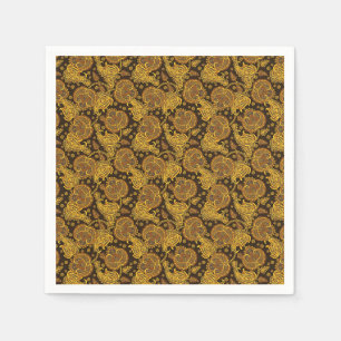 Gold paisley damask floral orientated ethnic patte napkin