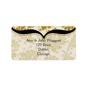 Gold Paisley Damask Postage Address Labels