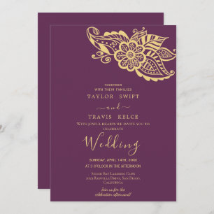 Gold Paisley Indian Wedding Invitation
