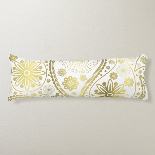 Gold paisley pattern body cushion (Front)
