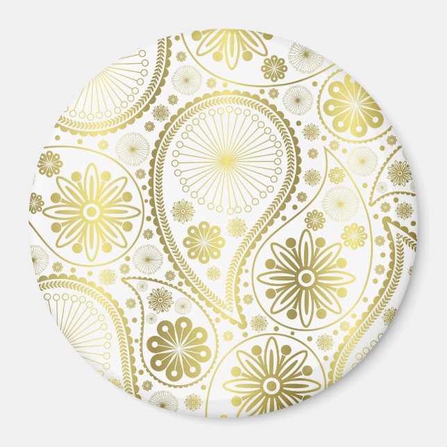 Gold paisley pattern magnet (Front)