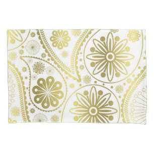 Gold paisley pattern pillowcase