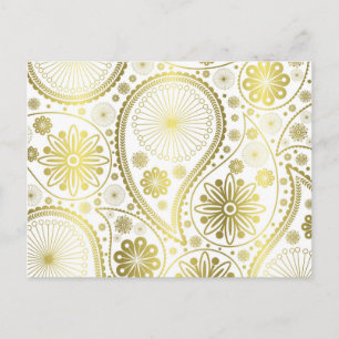 Gold paisley pattern postcard