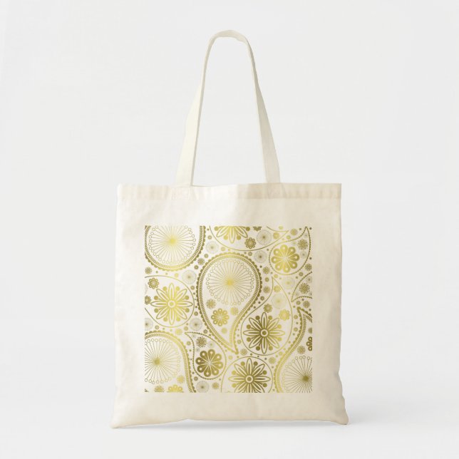 Gold paisley pattern tote bag (Front)