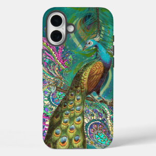Gold Paisley Peacock & Feathers iPhone 16 Plus Case