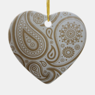 Gold Paisley Print Christmas Ornament