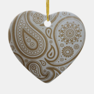 Gold Paisley Print Christmas Ornament