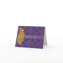Gold Paisley & Purple Personalised Note Card