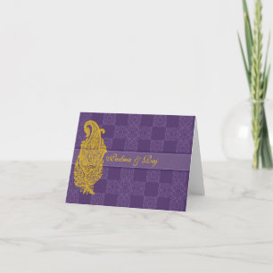 Gold Paisley & Purple Personalised Note Card