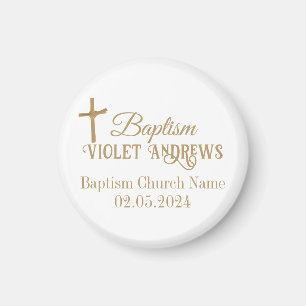 Gold Palm Cross Personalized Baptism Magnet