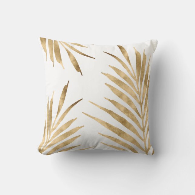 Gold Palm Fronds Cushion (Front)