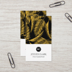 Gold Palm Leaf Pattern Business Card