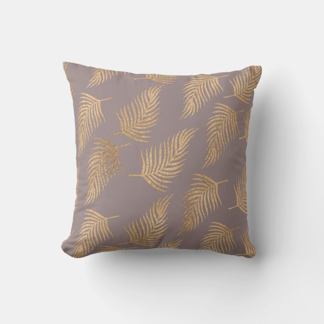 Gold Palm Leaf Reversible Decorative Pillow (Front)