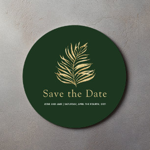 Gold palm leaf Save the date wedding envelope seal
