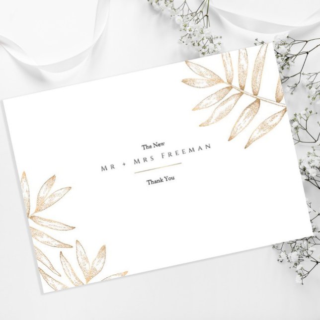 Gold Palm Leaf Wedding Thank You Card | Modern (Creator Uploaded)